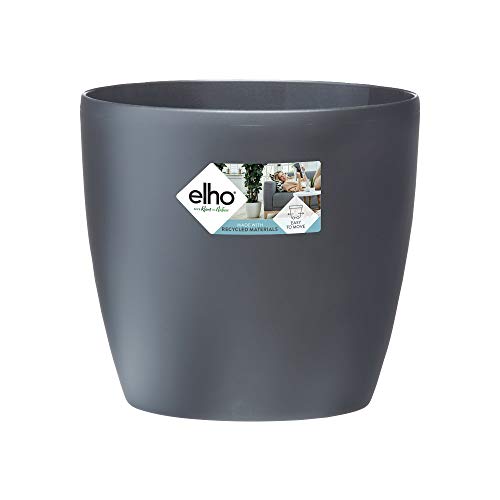 Elho Brussels - Contenedor de maceta redonda con ruedas, Antracita 47x47x43 cm