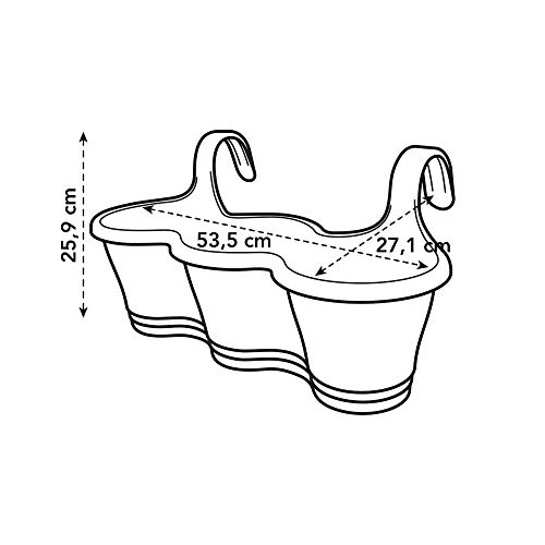 Elho Corsica Easy Hanger Trio Jardinero balcón, White, 50 cm