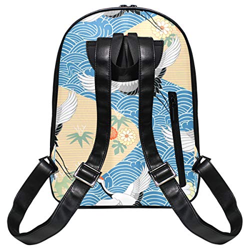 ELIENONO Mochilas Escolares Juveniles,Patrón Sin Fisuras con Aves Grulla Garza Japonesa,Mochila Hombre Casual Mochila para Portatil Resistente Mochila Instituto para Chicos