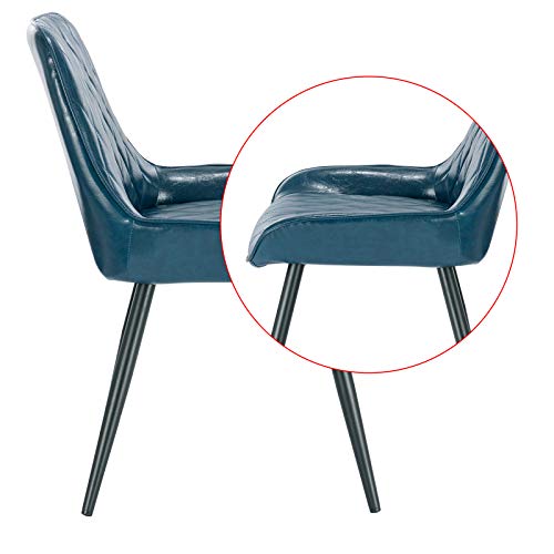 ELIGHTRY Sillas de Comedor con Respaldo Patas Metal Sillas Diseño Nórdico en Piel Sintetica Sillas Salón Silla de Oficina Sillas de Cocina Set de 2 Piezas Azul