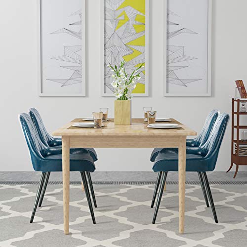 ELIGHTRY Sillas de Comedor con Respaldo Patas Metal Sillas Diseño Nórdico en Piel Sintetica Sillas Salón Silla de Oficina Sillas de Cocina Set de 2 Piezas Azul