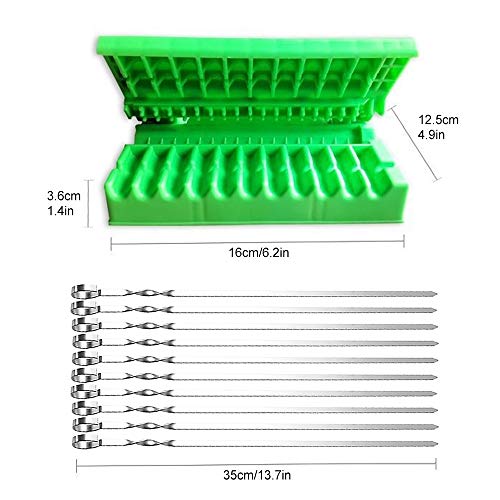 Elinala Pinchos Barbacoa, Máquina para Pinchos de Carne, 20 Piezas de Metal Plano Reutilizable Kebab y 1 Pieza 3 en 1 Ulti-Function Barbacoa Verduras Carne Brocheta Caja (35 CM)