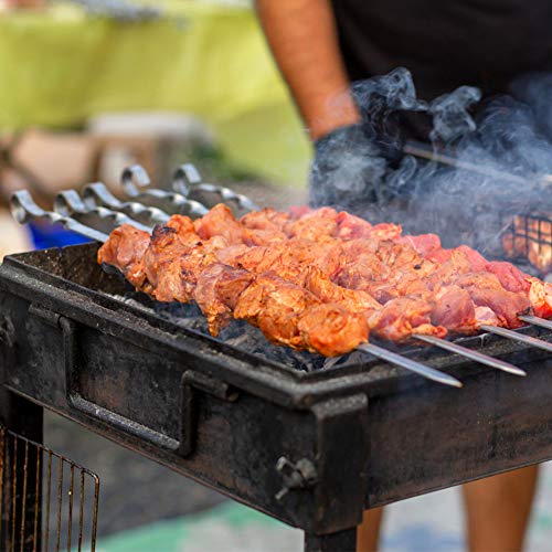 Elinala Pinchos Barbacoa, Máquina para Pinchos de Carne, 20 Piezas de Metal Plano Reutilizable Kebab y 1 Pieza 3 en 1 Ulti-Function Barbacoa Verduras Carne Brocheta Caja (35 CM)