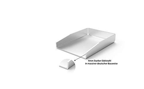 ELITE BBQ V2A - Plancha universal de acero inoxidable para barbacoa (20 x 15 mm, grosor de 4 mm, apta para barbacoas de carbón vegetal, como Weber Napoleon Grill, Campingaz Broil King