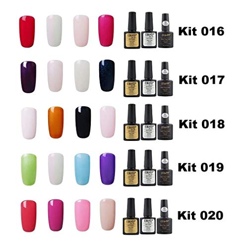 Elite99 Esmalte de Uñas Semipermanente Uñas de Gel UV LED Kit de Manicura 7pcs con Base Coat Top Coat de Brillo y Top Coat de Mate Pintauñas Soak off - Kit 001