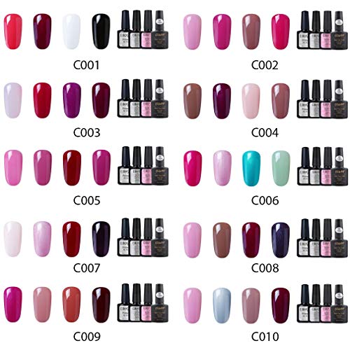 Elite99 Esmaltes Semipermenentes para Uñas 8pcs Kit con Base Top Coat Primer 03