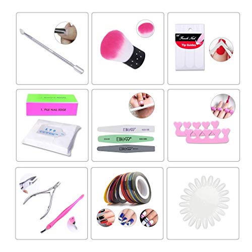 Elite99 Lámpara UV LED para Uñas 24w, 12 Colores Kit de Esmaltes Semipermanentes en Gel UV LED, Base y Top Coat, Removedor de Uñas 001