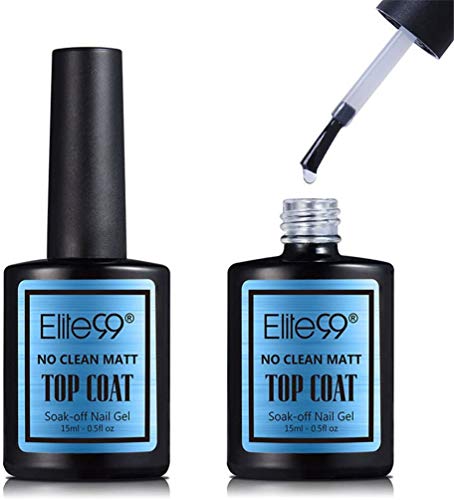 Elite99 Top coat y Base Coat Semipermanente Top Coat Mate Esmalte Semipermanente UV LED 3pcs Kit Uñas de Gel Pintauñas Esmalte de Uñas Soakoff Manicura 15ml