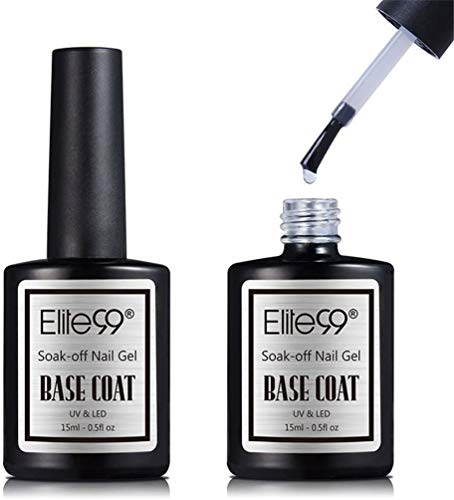 Elite99 Top coat y Base Coat Semipermanente Top Coat Mate Esmalte Semipermanente UV LED 3pcs Kit Uñas de Gel Pintauñas Esmalte de Uñas Soakoff Manicura 15ml