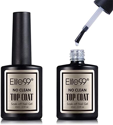 Elite99 Top coat y Base Coat Semipermanente Top Coat Mate Esmalte Semipermanente UV LED 3pcs Kit Uñas de Gel Pintauñas Esmalte de Uñas Soakoff Manicura 15ml
