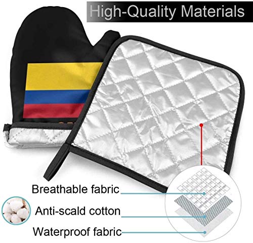 Eliuji Bandera Colombiana Manoplas y Soportes para ollas Colombia Guantes de Cocina Guantes para Hornear Guantes para cocinar en Barbacoa Hornear Asar a la Parrilla