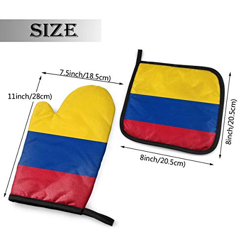 Eliuji Manopla de Horno de poliéster de Bandera de Colombia y Soportes para ollas, Guante de Horno Resistente al Calor para cocinar ollas, Asar a la Parrilla, etc.