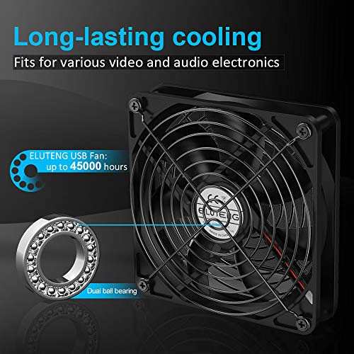 ELUTENG Ventilador USB 120mm con L/M/H 3 Velocidad Ventiladores de USB Extremamente Silencioso para Hogar y Oficina o Viaje Portátil Metal Ventilador PC para PS4/Laptop/TV Box 12CM