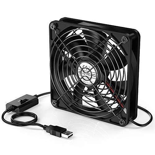 ELUTENG Ventilador USB 120mm con L/M/H 3 Velocidad Ventiladores de USB Extremamente Silencioso para Hogar y Oficina o Viaje Portátil Metal Ventilador PC para PS4/Laptop/TV Box 12CM