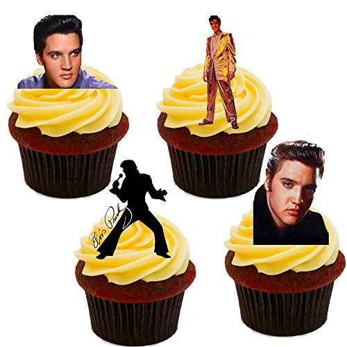 Elvis Presley fotos, decoración para tartas stand-up oblea comestible cupcake toppers, 12 unidades