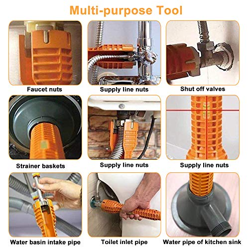 EMAGEREN Llave de Tubo para Grifos, Herramienta de la Llave de la Tubería, Llave para Fregadero, Llave Inglesa para Fontaneria Ideal para Inodoro, Lavabo, Baño, Cocina Y Más (Amarillo)