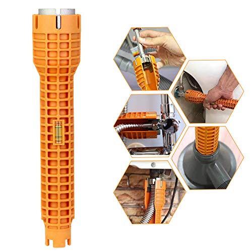 EMAGEREN Llave de Tubo para Grifos, Herramienta de la Llave de la Tubería, Llave para Fregadero, Llave Inglesa para Fontaneria Ideal para Inodoro, Lavabo, Baño, Cocina Y Más (Amarillo)