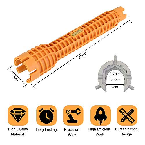 EMAGEREN Llave de Tubo para Grifos, Herramienta de la Llave de la Tubería, Llave para Fregadero, Llave Inglesa para Fontaneria Ideal para Inodoro, Lavabo, Baño, Cocina Y Más (Amarillo)