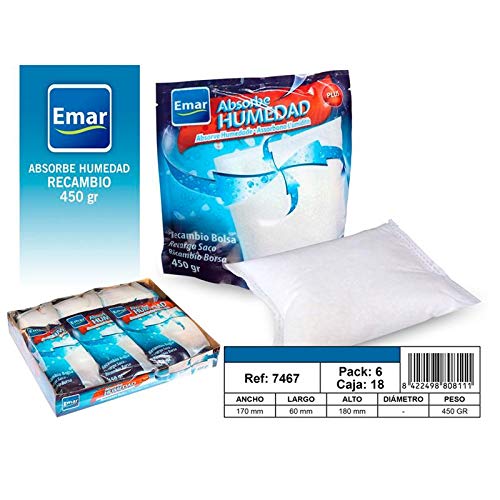 Emar Pack 6 Unidades 7467 - Recambio Absorbe Humedad Abierto 450 Gr. Bolsa