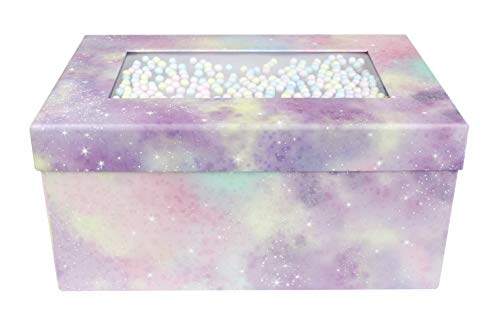 Emartbuy Conjunto de 3 Lujo Rígido Caja de Regalo de Presentación en Forma de Rectángulo, Caja Rosa Pastel Morado Con Tapa, Interior Marrón Chocolate y Decoración de Bolas Multicolores