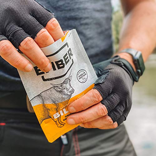 Ember Biltong – Original Beef Jerky - Cecina de Vaca - Aperitivo alto en Proteínas - Original (Paquete de 10)