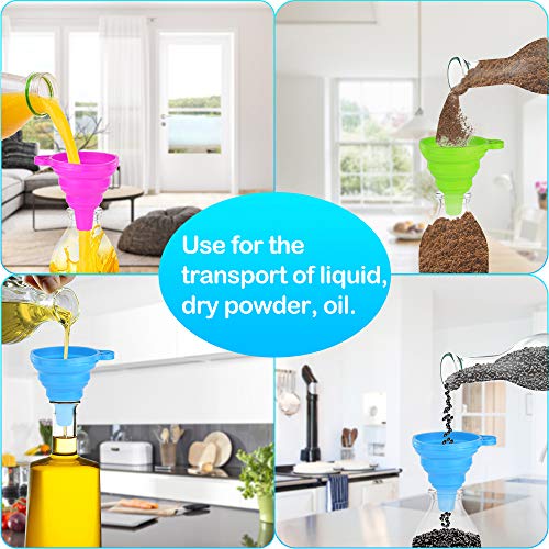 Embudo de Silicona, Embudo Plegable de Silicona, Embudos de Cocina Flexible para la Cocina, Botella de Agua, líquido Transferencia (3 Paquetes)