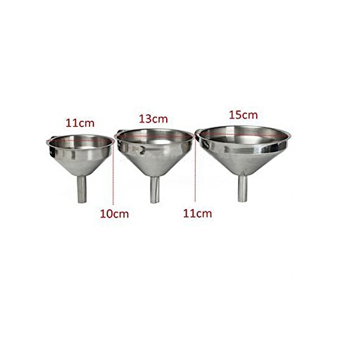 Embudo y filtro decantador de aceite o mermeladas de acero inoxidable - Utensilio de cocina – Plata, 11 cm