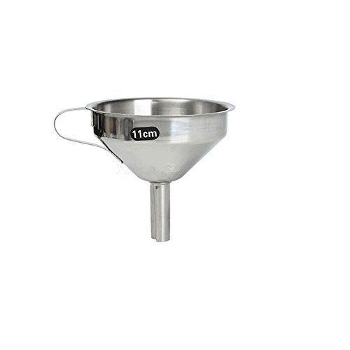 Embudo y filtro decantador de aceite o mermeladas de acero inoxidable - Utensilio de cocina – Plata, 11 cm