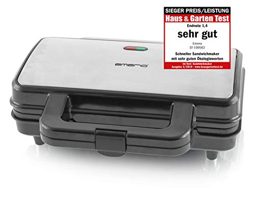 Emerio ST-109562 sandwichera, 900 W, Negro, Acero Inoxidable