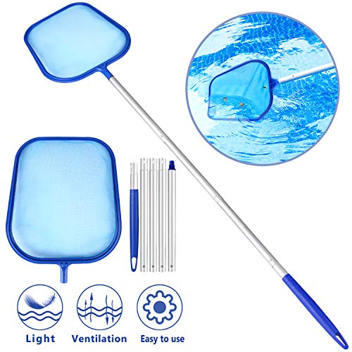 Emooqi Skimmer para Piscina, Skimmer De Hojas De Red con 1.2m Mango De Polo Conectable - Red De Malla Fina - Marco Robusto, para Piscinas, Bañeras, Fuente, Pecera, Elimina Todos Los Escombros