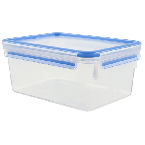 Emsa Clip & Close Conservador Hermético de Plástico Rectangular de 2,3 L, Transparente y Azul