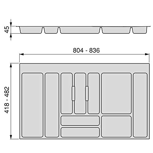 EMUCA - Cubertero Recortable para cajón, Bandeja para Cubiertos cajón Ancho módulo 90cm
