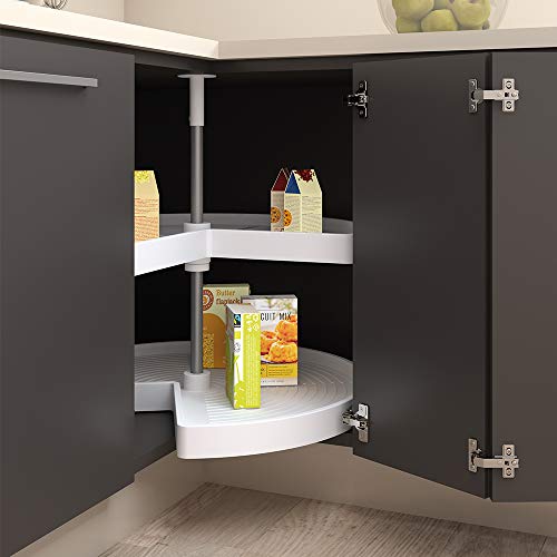 EMUCA - Kit de bandejas giratorias para Mueble de Cocina esquinero, bandejas giratorias 3/4 de Ø810mm para modulo de 900mm, Blanco