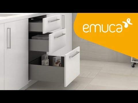 Emuca - Kit de cajón para cocina o baño con guias de extracción total y cierre suave, altura 105mm y profundidad 450mm, Gris antracita