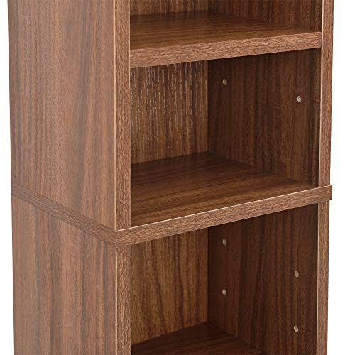 [en.casa] Estante para CDs Soporte para DVDs 175 x 20 x 20 cm Librería con 12 compartimientos Color Nogal