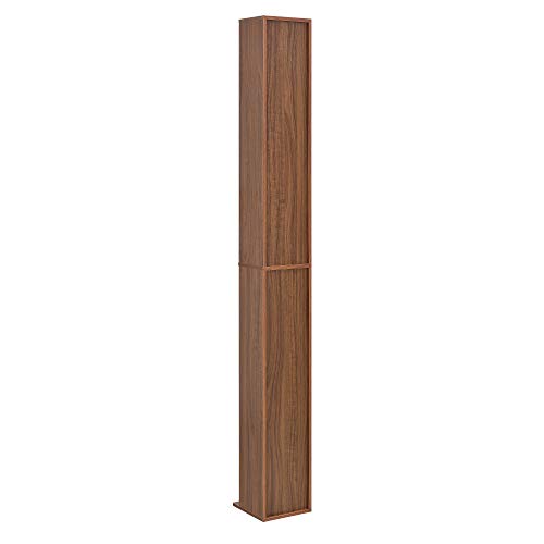 [en.casa] Estante para CDs Soporte para DVDs 175 x 20 x 20 cm Librería con 12 compartimientos Color Nogal