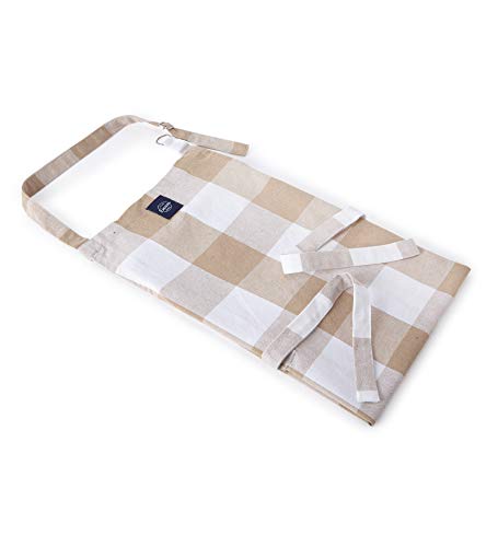 Encasa Homes Delantal de Cocina Ajustable con Bolsillos y toallero - 31 x 25 Inch - Algodón ecológico, Hogar y el Restaurante, Hombres, Mujeres, Cocina, Hornead - Cheques Buffalo Beige