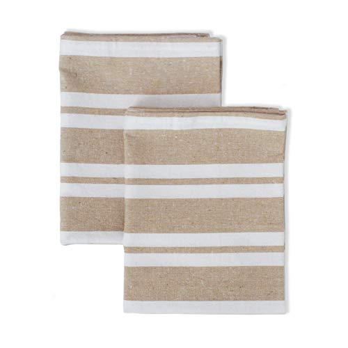 Encasa Homes Servilletas de Mesa de Comedor de 12 pcs Juego de Grandes 43 x 43 cm (17 x 17 Inch) - Franca Beige Rayas - Tela de Fiesta de algodón Pesado Absorbente Lavable a máquina