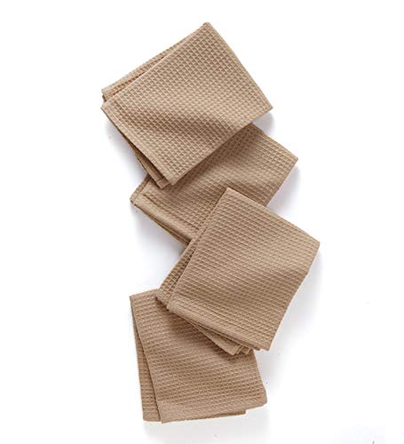 Encasa Homes Toallas de Cocina de X-Large 70 x 45 cm (Juego de 4 Piezas) Paño de gofre Altamente Absorbente Tetina para la Limpieza y el Secado rápido de Platos y Vasos, algodón ecológico - Beige