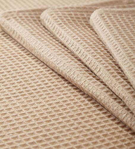 Encasa Homes Toallas de Cocina de X-Large 70 x 45 cm (Juego de 4 Piezas) Paño de gofre Altamente Absorbente Tetina para la Limpieza y el Secado rápido de Platos y Vasos, algodón ecológico - Beige