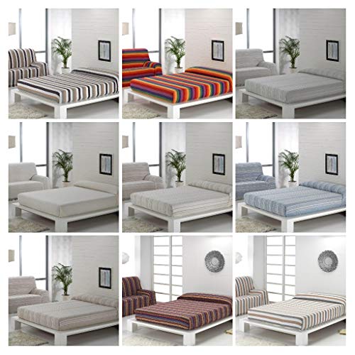 Energy Colors Textil Hogar - Bahia - Colcha Multiusos Cama Sofá Plaid Fabricado España (Rayas Café, 180_x_260_cm)