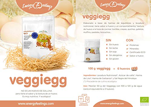 Energy Feelings Veggiegg ecológico - 500g | huevo vegano sin gluten | sabor y textura ideal | máxima calidad