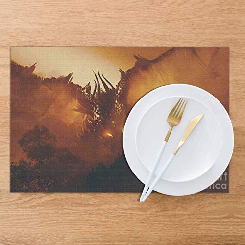 eneric - Juego de manteles individuales resistentes al calor, manteles individuales de PVC lavables, cocina y reataurante. Juego de 6 unidades, invocar Shenlong