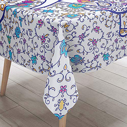 Enhome Mantel Mesa Rectangular Tela, Antimanchas Lavable Square Manteles 3D Impresión Poliéster Manteles para Cocina o Salón Comedor Decoración del Mesa (Folk-Custom,60x60cm)