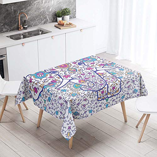 Enhome Mantel Mesa Rectangular Tela, Antimanchas Lavable Square Manteles 3D Impresión Poliéster Manteles para Cocina o Salón Comedor Decoración del Mesa (Folk-Custom,60x60cm)