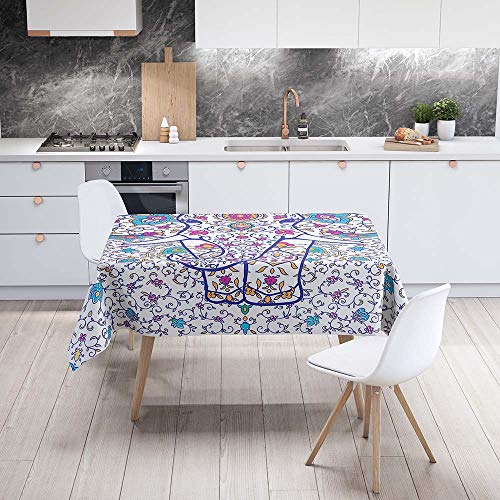 Enhome Mantel Mesa Rectangular Tela, Antimanchas Lavable Square Manteles 3D Impresión Poliéster Manteles para Cocina o Salón Comedor Decoración del Mesa (Folk-Custom,60x60cm)