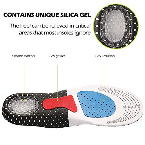 Enjoygoeu 2pc Plantillas Deportivas Ortopedicas Hombre para Fascitis Plantar,EVA Transpirable Absorción de golpes,para el Dolor de Talón, Corrección del Tobillo,Deportes (S)