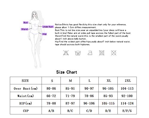 ENLAZY Bikini con Volantes Traje de baño Sexy Traje de baño de Cintura Alta Traje de baño Tankini Traje de baño Bandeau de Dos Piezas, F, XL