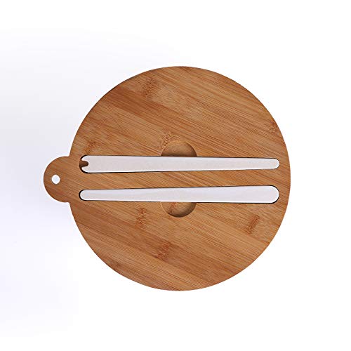 Ensaladera de bambú grande con tapa y cubiertos para ensalada, cuenco para servir (ensaladera, tapa de madera, cuenco de 27 cm, color blanco y azul)