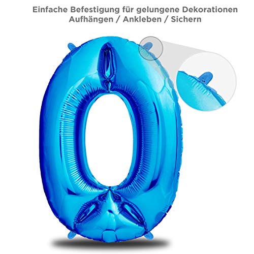 envami Globos de Cumpleãnos 0 Azul I 101 CM Globo 0 I Globo Numero 0 I Decoracion Cumpleaños Niños I Globos Numeros Gigantes para Fiestas I Vuelan con Helio